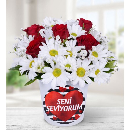 Seramikte  5 Gül ve Papatyalar 