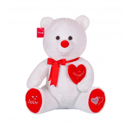 stok yok - Selay Kalpli Peluş Ayı Oyuncak 50 cm Beyaz